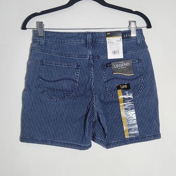 Lee Stripe Denim Shorts NWT Size 4 Lee Mid-Rise Striped Jean Shorts - Picture 4 of 10